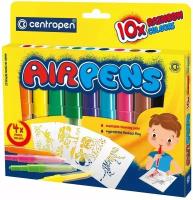 Фломастеры воздушные Centropen "AirPens Rainbow", 10цв.+4 трафарета, картон. упаковка