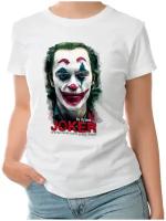 Женская футболка «JOKER - Джокер, с текстом, принт из фильмов, афоризмы» (M, белый)