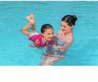 Жилет для плавания детский Bestway 32147, с рукавами и пенопластовыми вставками, розовый, 3-6 лет, 18-30 кг