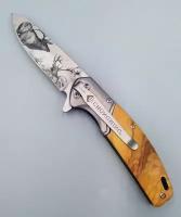 Нож туристический складной Олени универсальный 20см, для похода, охоты, рыбалки длина лезвия 8см. Сувенир подарок мужчине на день рождения, новый год