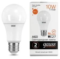 Лампа Gauss Elementary A60 10W 880lm 3000K Е27 LED