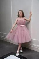 Платье-пачка Светланка, хлопок, нарядное, однотонное, размер 36 (140-146), розовый