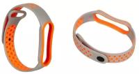 Silicone strap / Силиконовый ремешок перфорированный NK для Xiaomi Mi Band 5 (9), серый+оранжевый, на кнопке