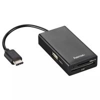 Разветвитель USB-C Hama 1 порт USB 2.0 + Card Reader SD, SDXC, microSDXC черный (00054144)