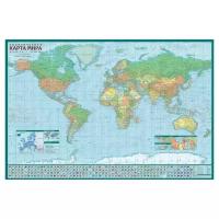 Политическая настенная карта Мира с инфографикой на рейках, масштаб 1:45 000 000, 90х60см