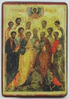 Православная Икона Собор 12-ти Апостолов, деревянная иконная доска, левкас, ручная работа (Art.1126М)