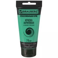 BRAUBERG Краска акриловая художественная Classic (профессиональная серия), 75 мл, изумрудная зеленая