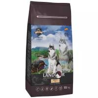 Landor Adult Dog сухой корм для взрослых собак всех пород Рыба и рис, 15 кг