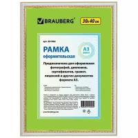 Рамка BRAUBERG "HIT4", 30х40 см, пластик, белый с двойной позолотой (для дипломов, сертификатов, грамот, фото), 391002, 1 шт