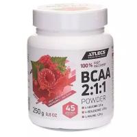 Аминокислоты для спортсменов БЦАА в порошке "Atlecs BCAA 2:1:1 rasberry" 250 gr" (250 грамм, вкус "малина")