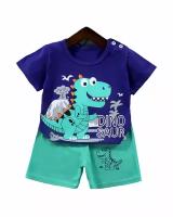Комплект одежды детский летний футболка с динозавром + шорты, размер 90
