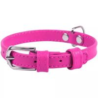 Collar ошейник кожаный Waudog Glamour без украшений 27-36 см., Розовый