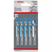 Пилки для лобзика Bosch T 118 A HSS /БОШ BASIC FOR METAL/ 2608631013 прямые пропилы в металле 5 шт