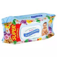 Влажные салфетки Superfresh Baby для детей и мам с ромашкой, пластиковая крышка, 120 шт