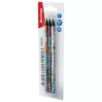 Карандаши для школы простые HB / Набор чернографитных карандашей для офиса и рисования из 3 штук Berlingo "StreetArt" / школьная канцелярия и принадлежности