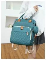Многофункциональный рюкзак для мамы / Водонепроницаемый дорожный ранец + сумочка для мелочей Morento зеленый