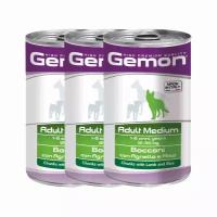 Gemon Dog Medium консервы для собак средних пород кусочки ягненка с рисом 1250г х 3 шт