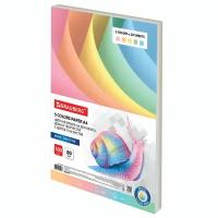Бумага цветная для принтера офисная Brauberg, А4, 80 г/м2, 100 листов, (5 цветов х 20 листов), пастель, для офисной техники, 112460