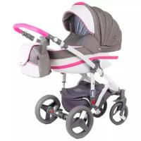 Универсальная коляска BeBe-Mobile Movo (3 в 1), R7 Pink-Grey, цвет шасси: белый