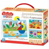 Пазл Десятое королевство Baby Toys Wood (04097), 32 дет., 4.8х18х23.5 см, разноцветные фигуры