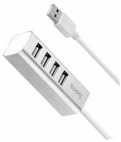 Переходник HOCO HB1 USB HUB на 4 порта, серый