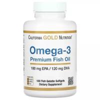 Капсулы California Gold Nutrition Omega-3 Premium fish oil, 100 шт