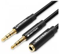 Разветвитель Vention Jack 3.5 mm F 4 pin/Jack 3.5 mm M x 2 (BBDBF), 1.5м, черный