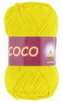Пряжа хлопковая Vita Cotton Coco (Вита Коко) - 2 мотка, 4320 ярко желтый, 100% мерсеризованный хлопок 240м/50г