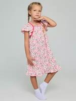 Сорочка Дети в цвете, укороченный рукав, без капюшона, без карманов, размер 32-116, розовый, белый