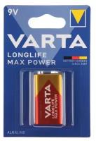 Батарейка алкалиновая Varta LongLife, 6LR61-1BL, 9В, крона, блистер, 1 шт