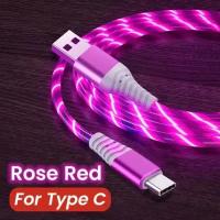 Кабель НЕ Магнитный Светящийся для Андройда Type C USB для зарядки телефона Type C розовый