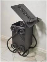 Урна уличная для мусора кованая "Лотос с накладкой" (цвет: черный) металлическая объем 25 литров / контейнер/ бак/ мусорное ведро