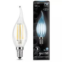 Лампа светодиодная gauss, LED Filament Candle Tailed 104801207 E14, CA35, 7Вт, 4100К