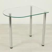 Стеклянный стол обеденный прозрачный/хром Приставной (бесцветный) KiraKlein VЭ01(3) (800х700х750)