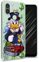 Силиконовый чехол на Xiaomi Redmi A2 Plus / Сяоми Редми A2 Плюс "Scrooge McDuck with a Gold Chain", прозрачный