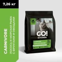 GO! Kitchen Carnivore Grain Free - Беззерновой корм для котят и кошек с чувствительным пищеварением, с лососем и морской рыбой (7,26 кг)