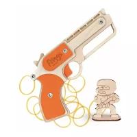 Игрушечный револьвер ARMA TOYS "Frings", деревянный резинкострел, собранный