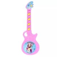 Музыкальная гитара «Весёлые зверята», игрушечная, звук, цвет розовый