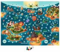 Настольная игра-ходилка "Карта сокровищ", детская бродилка, игра-путешествие с кубиком и фишками, для детей и малышей