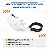 Насос водяной с монтажным хомутом 100GPH, 12В