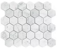 Мозаика Natural 7M088-DP5-Carrara из глянцевого мрамора размер 26.2х30.2 см чип 48x48 мм толщ. 7 мм площадь 0.079 м2 на сетке