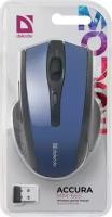 Беспроводная мышь Defender Acura MM-665, 6 кнопок, 800-1200 dpi, питание 2*ААА. радиус 10 м синяя