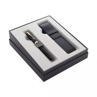 PARKER перьевая ручка Sonnet F530 с чехлом в подарочной упаковке, M, 2121710, черный цвет чернил, 1 шт