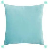 Чехол на подушку с кисточками Этель цвет голубой, 45х45 см, 100% п/э, велюр