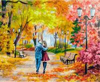 Белоснежка Картина по номерам "Осенний парк, скамейка, двое" (142-AB), 50 х 40 см, разноцветный