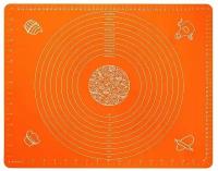 Силиконовый коврик для раскатывания теста, 50х40 см, оранжевый