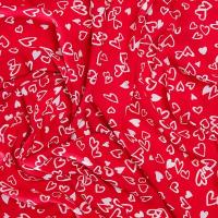 Ткань штапель красный сердечки (2697-2)
