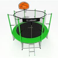 Батут i-Jump Basket 10ft 3,06м с нижней сетью и лестницей (green)