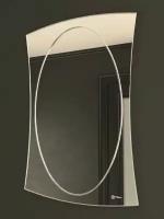 Зеркало интерьерное настенное, фигурное, с гравировкой, без рамки, бещ подсветки, 45х75 см
