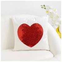 Наволочка декоративная Этель «Сердце» цвет красный,40х40 см, велюр